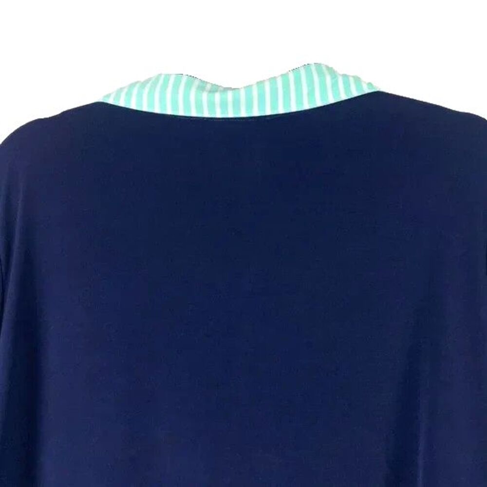 Chico's Weekend's Blue Notch Neck Polo with Contrast Collar Sz 1 NWT - Picture 4 of 4